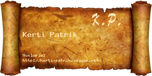 Kerti Patrik névjegykártya